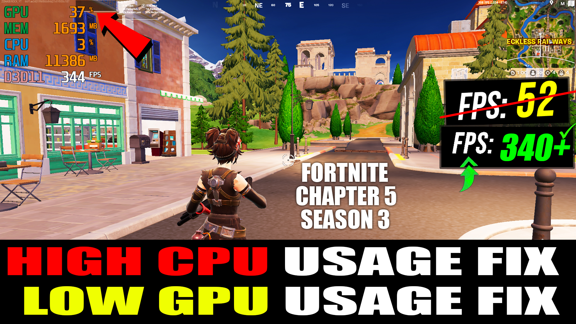 How To FIX Low GPU Usage and High CPU Usage in Fortnite Chapter 5 Season 3 (More FPS & Fix Freezing)