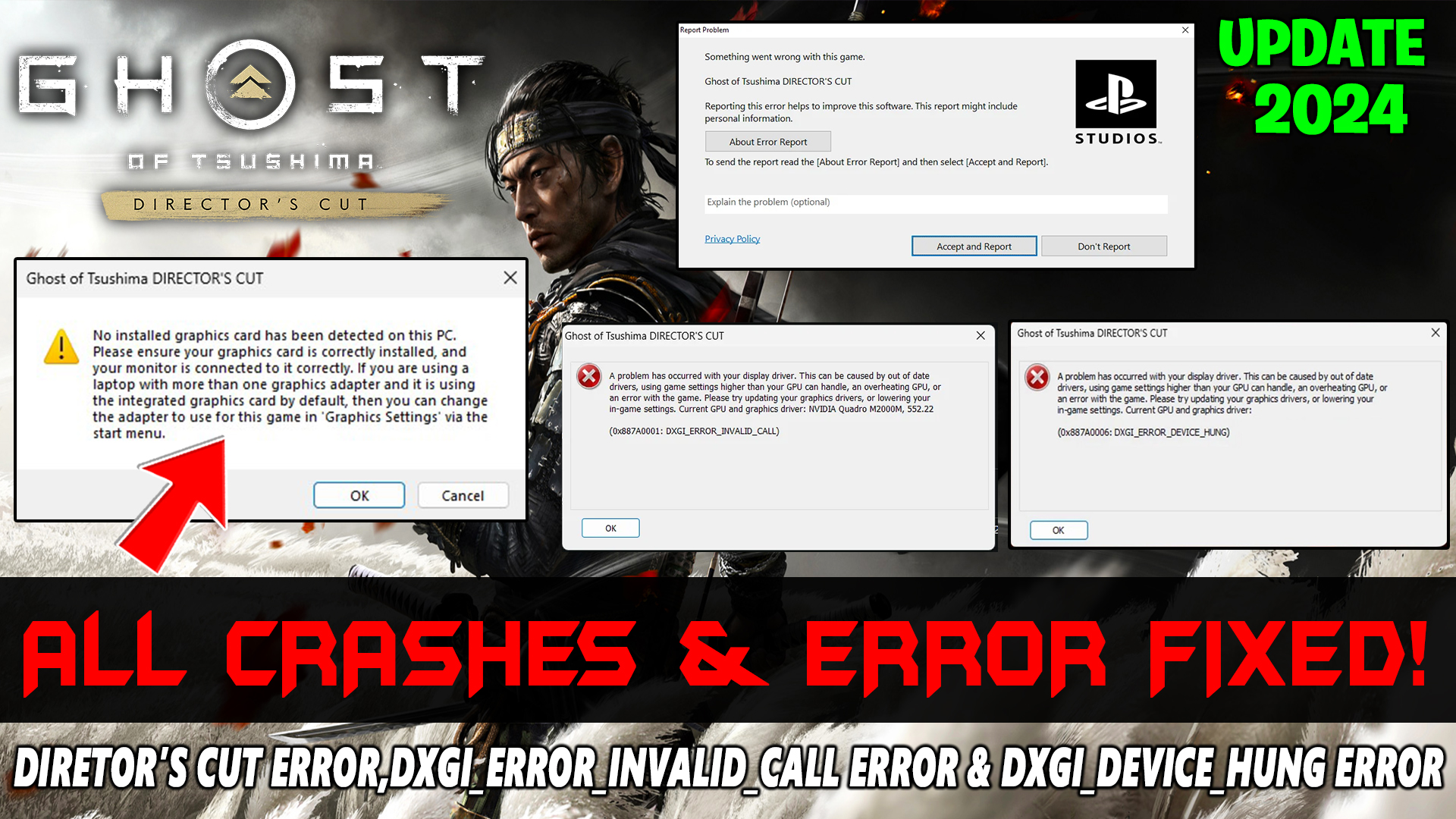 Ghost of Tsushima: How to Fix DIRECTOR'S CUT,Directx Error & DXGI_ERROR_INVALID_CALL Error in PC