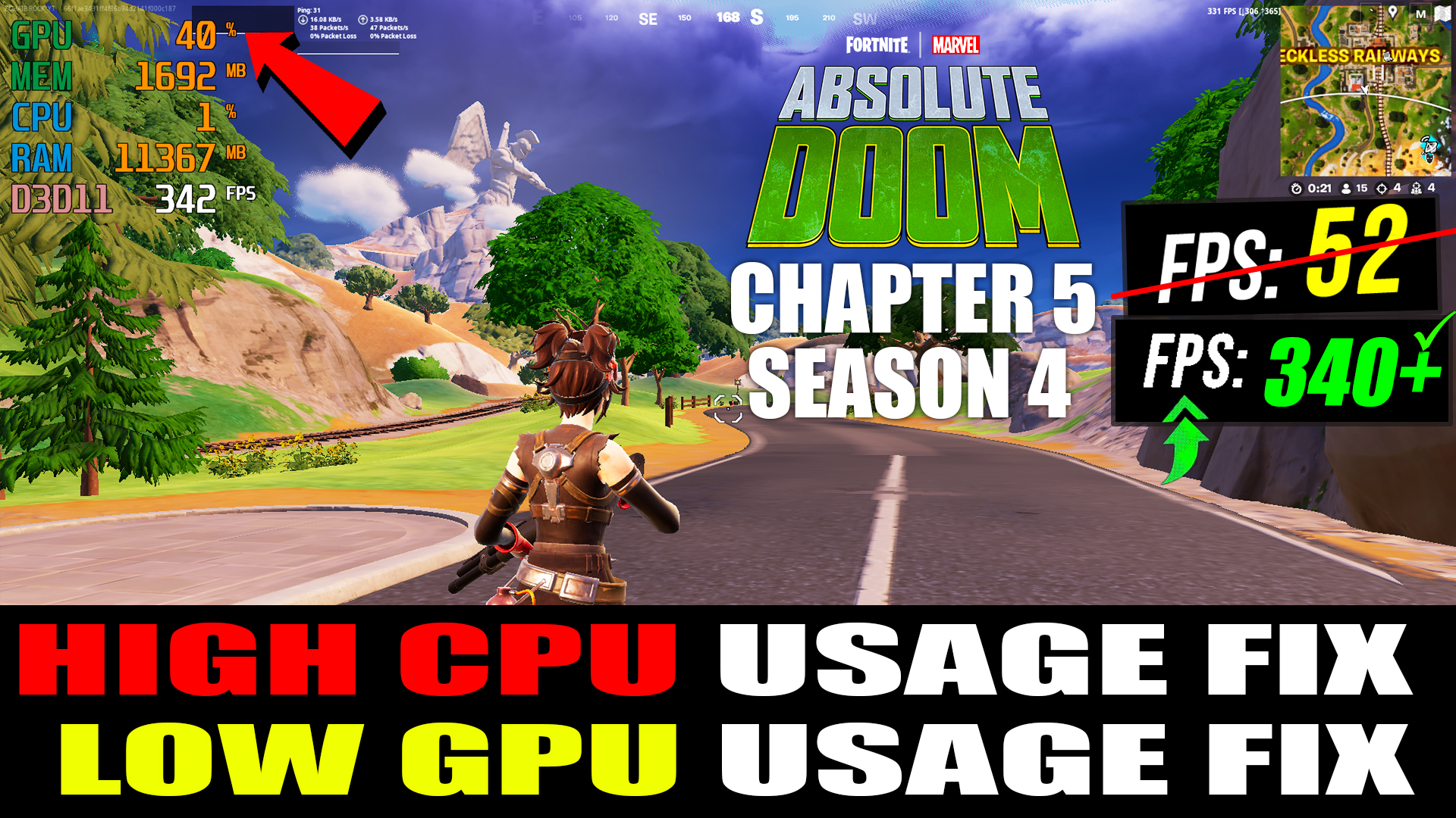 How To FIX Low GPU Usage and High CPU Usage in Fortnite Chapter 5 Season 4 (More FPS & Fix Freezing)