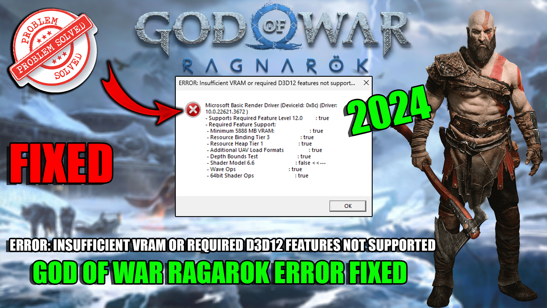 Fix God of War Ragnarok Error: Insufficient VRAM or required D3D12 features not support DirectX 12