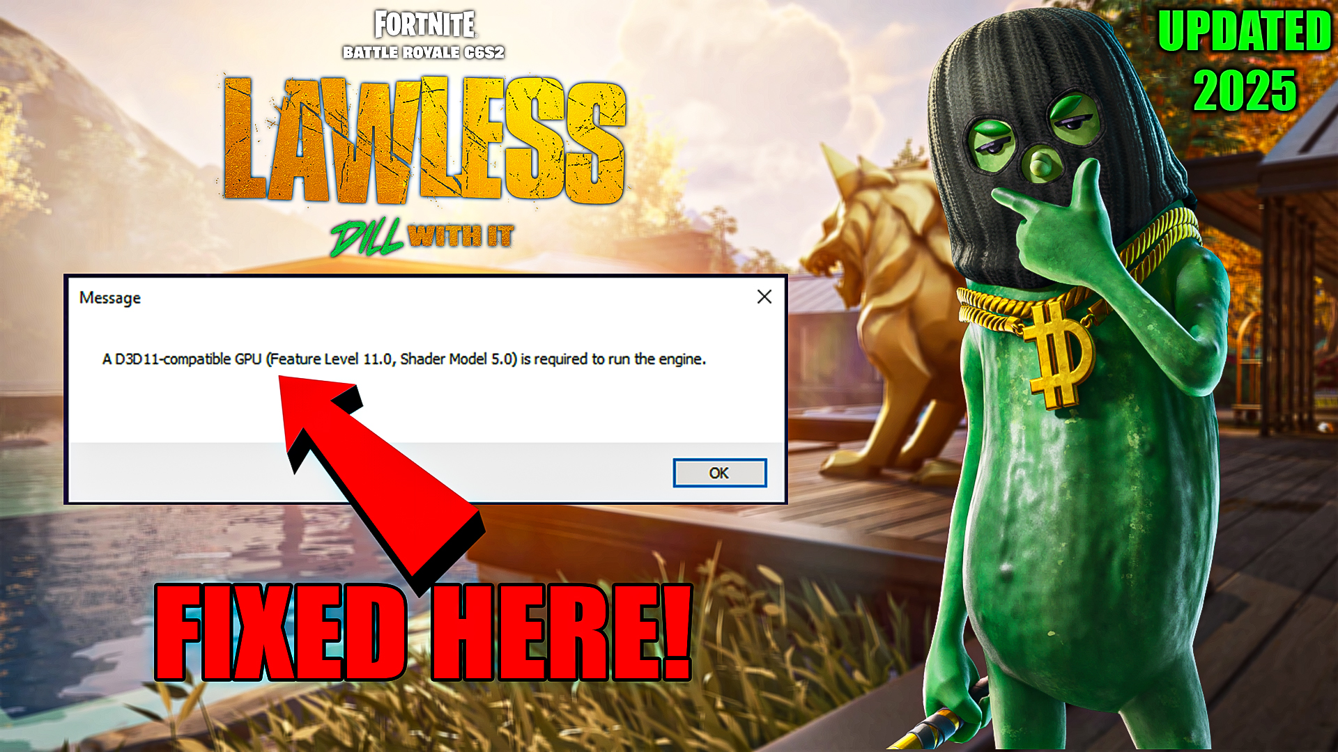 A d3d11-compatible gpu (feature level 11.0 shader model 5.0) is required to run the engine Fortnite Chapter 6 Season 2 - LAWLESS Latest Error Fixed 2025