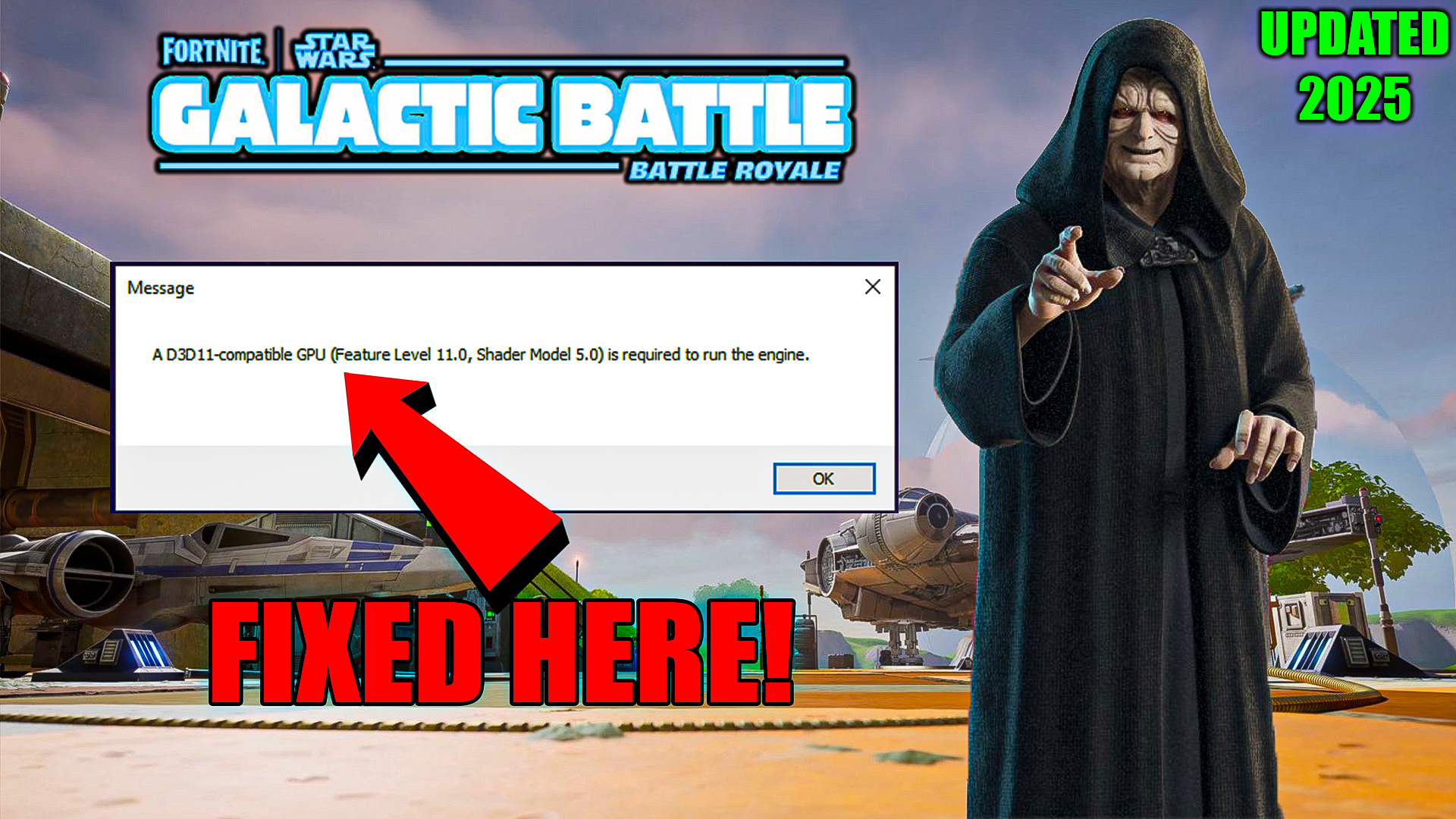 A d3d11-compatible gpu (feature level 11.0 shader model 5.0) is required to run the engine Fortnite Chapter 6 Season 3 - Galactic Battle Latest Error Fixed 2025