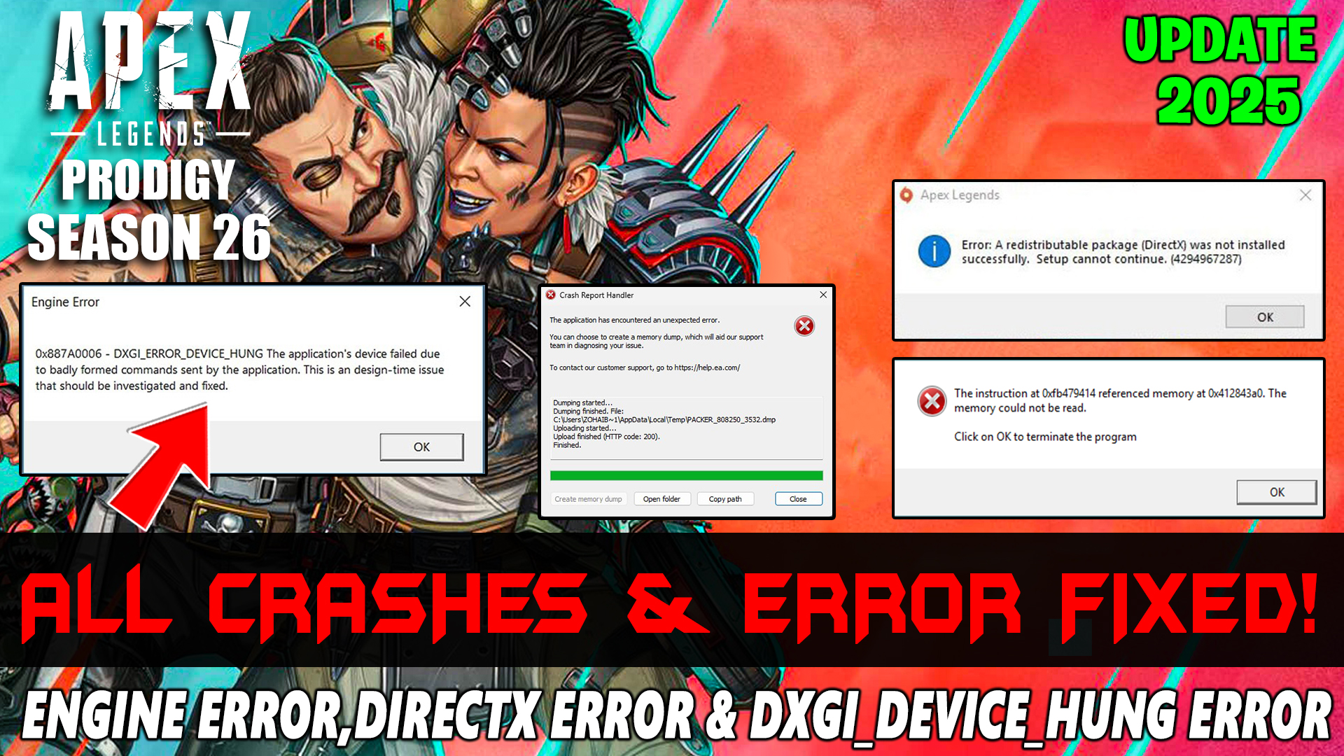 Apex Legends Season 26 How to Fix Engine Error,Directx Error & DXGI_ERROR_DEVICE_HUNG