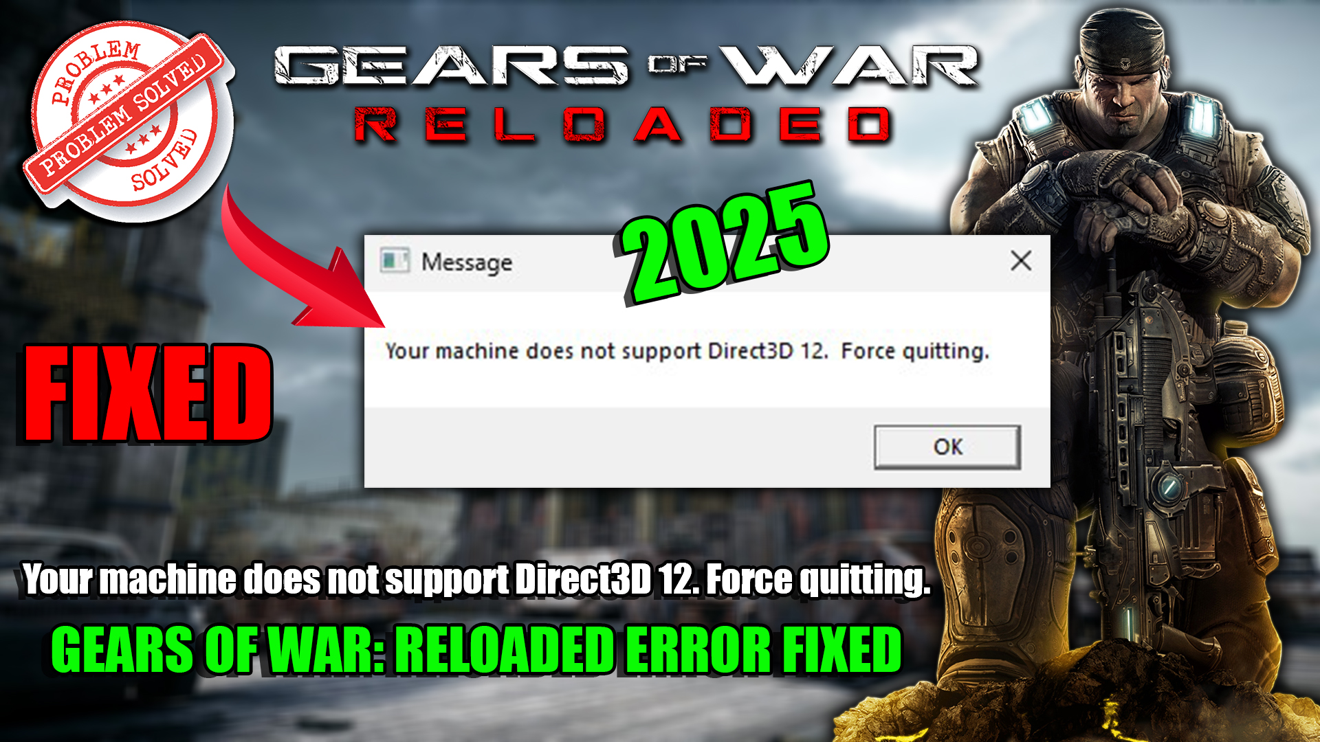 Fix Gears of War Reloaded Your machine does not support DirectX 12 Force Quitting Error