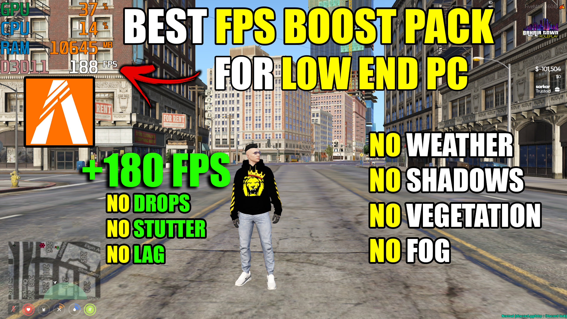 FIVEM FPS Boost Graphics Pack (OPTIMIZED) +180 FPS (No Shadows, Low Vegetation, Better FPS)