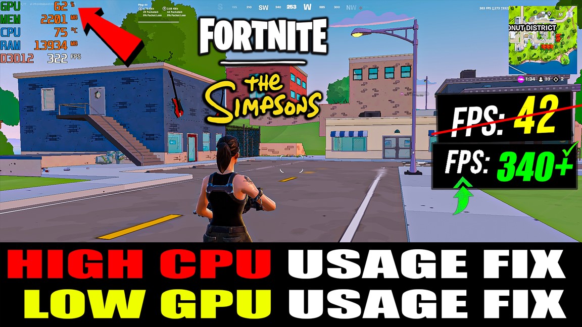 How To FIX Low GPU Usage & High CPU Usage in Fortnite The Simpsons