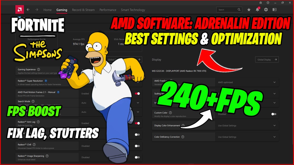 AMD Radeon Best Settings For Fortnite The Simpsons