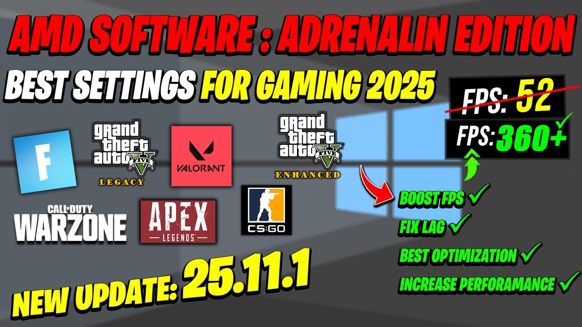 AMD Software Adrenalin Edition New update 25.11.1 Best Setting For Gaming